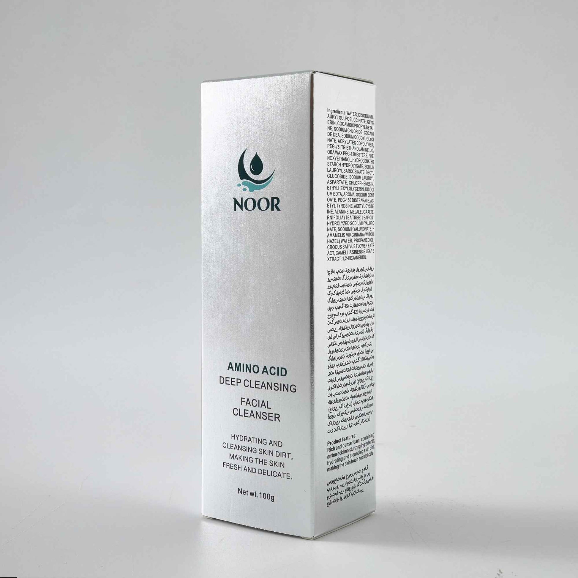 NOOR Amino Acid Deep Cleansing Facial Cleanser - Hydrating & Gentle Cleanse for Fresh Skin