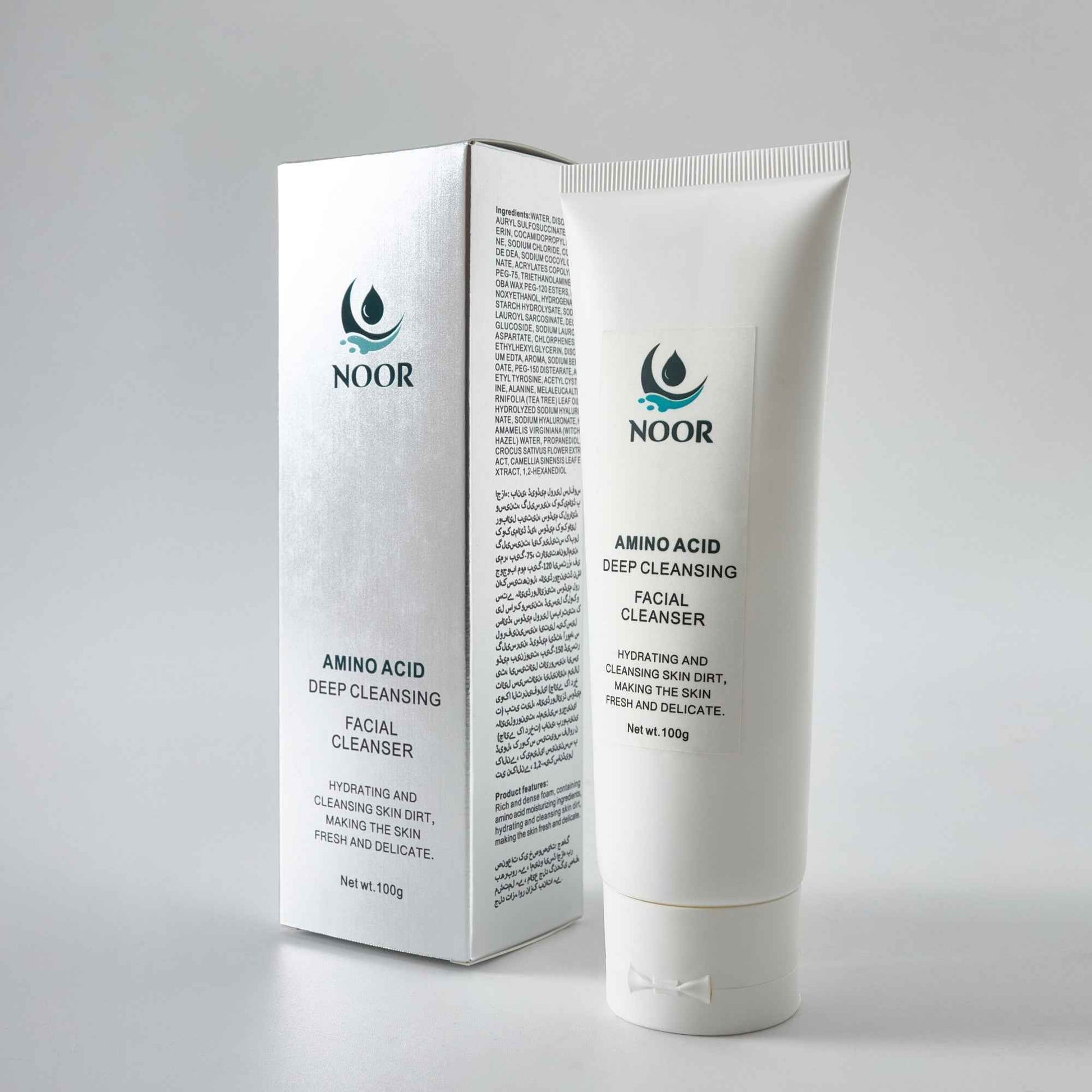NOOR Amino Acid Deep Cleansing Facial Cleanser - Hydrating & Gentle Cleanse for Fresh Skin