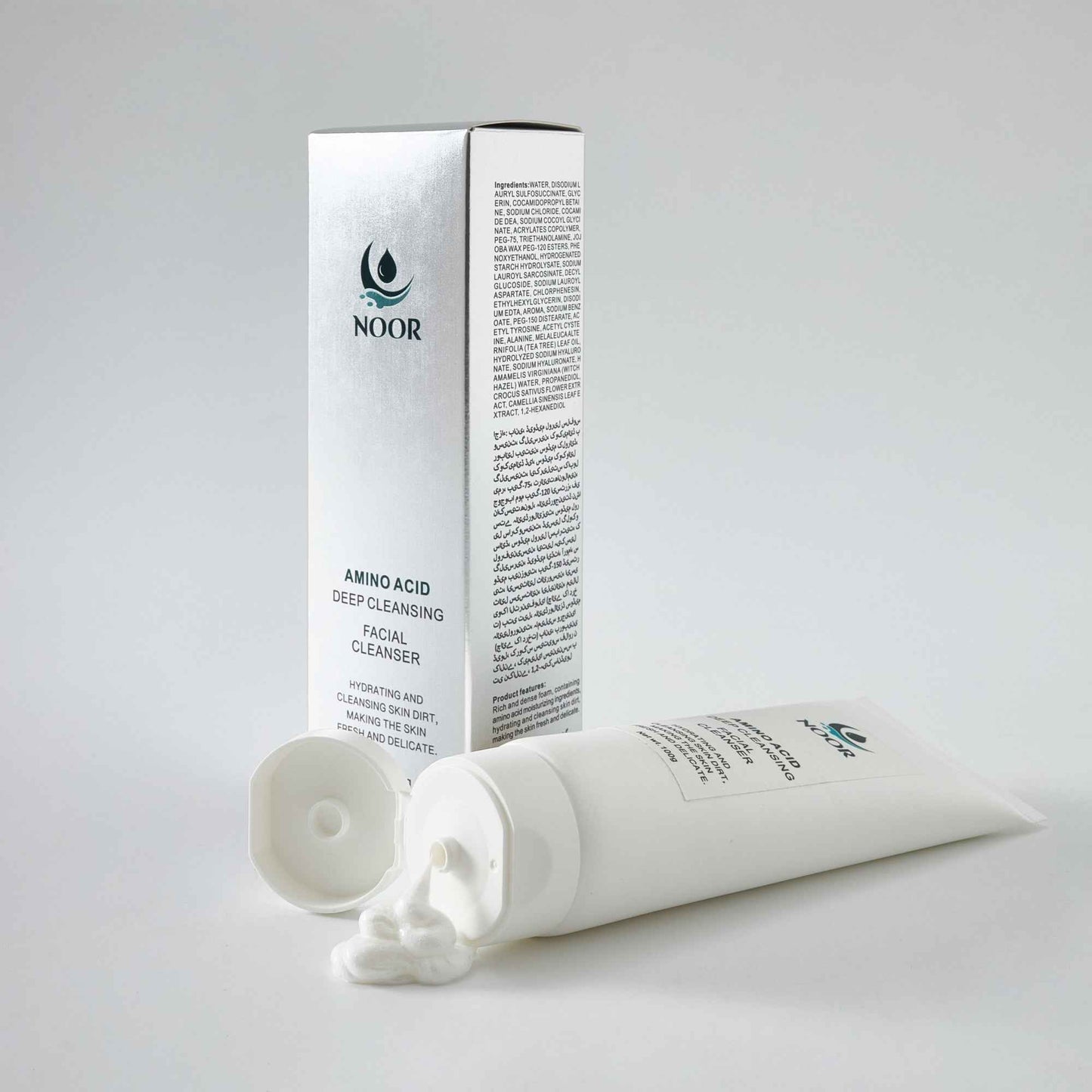 NOOR Amino Acid Deep Cleansing Facial Cleanser - Hydrating & Gentle Cleanse for Fresh Skin